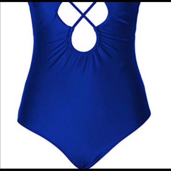 NWT!! Cupshe Blue lace-up piece bathing suit - Picture 7 of 8